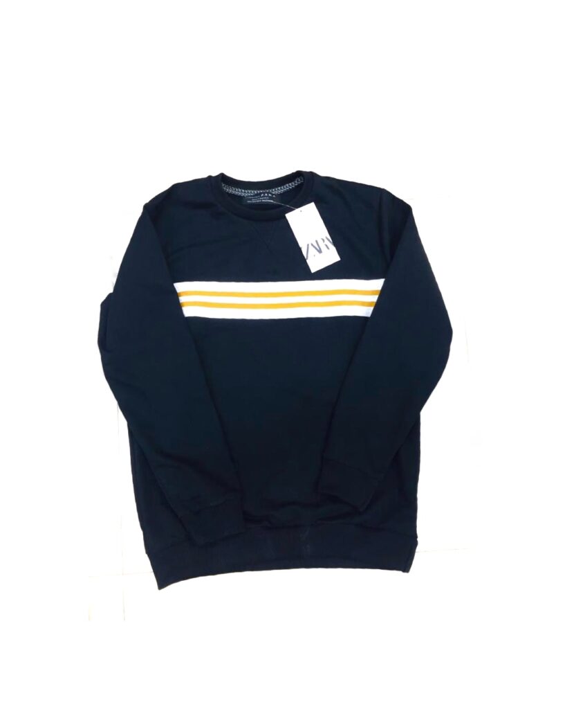 ZR Premium Cotton Terry Sweatshirt – Black With Yellow & White Stripes
