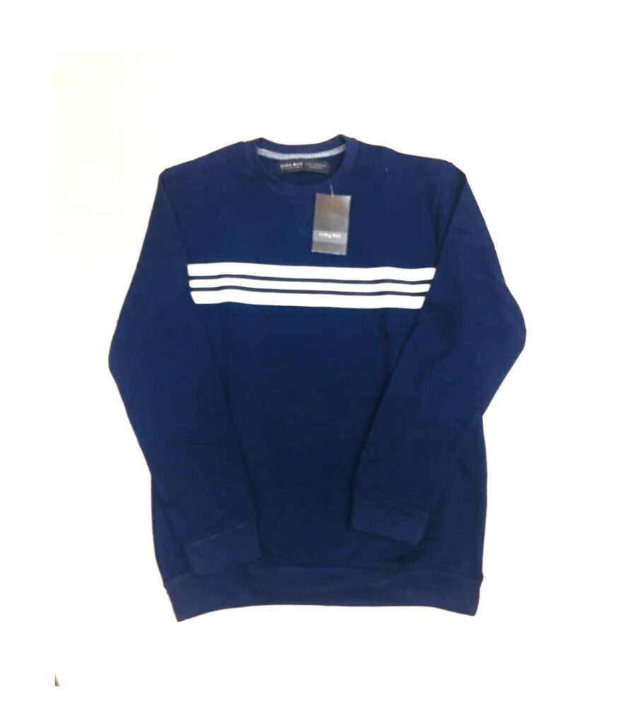 ZR Premium Cotton Terry Sweatshirt – Navy Blue With White Stripes