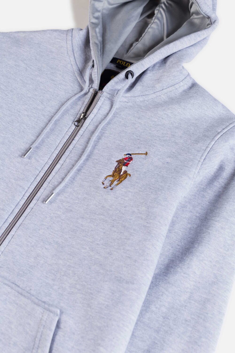 RL Premium Fleece Multi Pony Zipper Hoodie – Heather Grey
