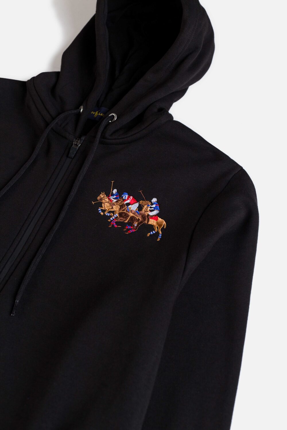 RL Imported Fleece Triple Pony Hoodie – Black
