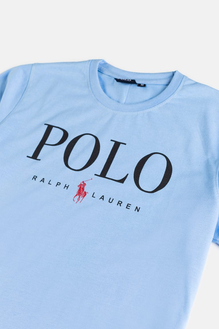 RL Premium Cotton Print T Shirt – Sky Blue