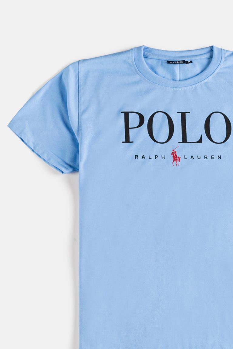 RL Premium Cotton Print T Shirt – Sky Blue