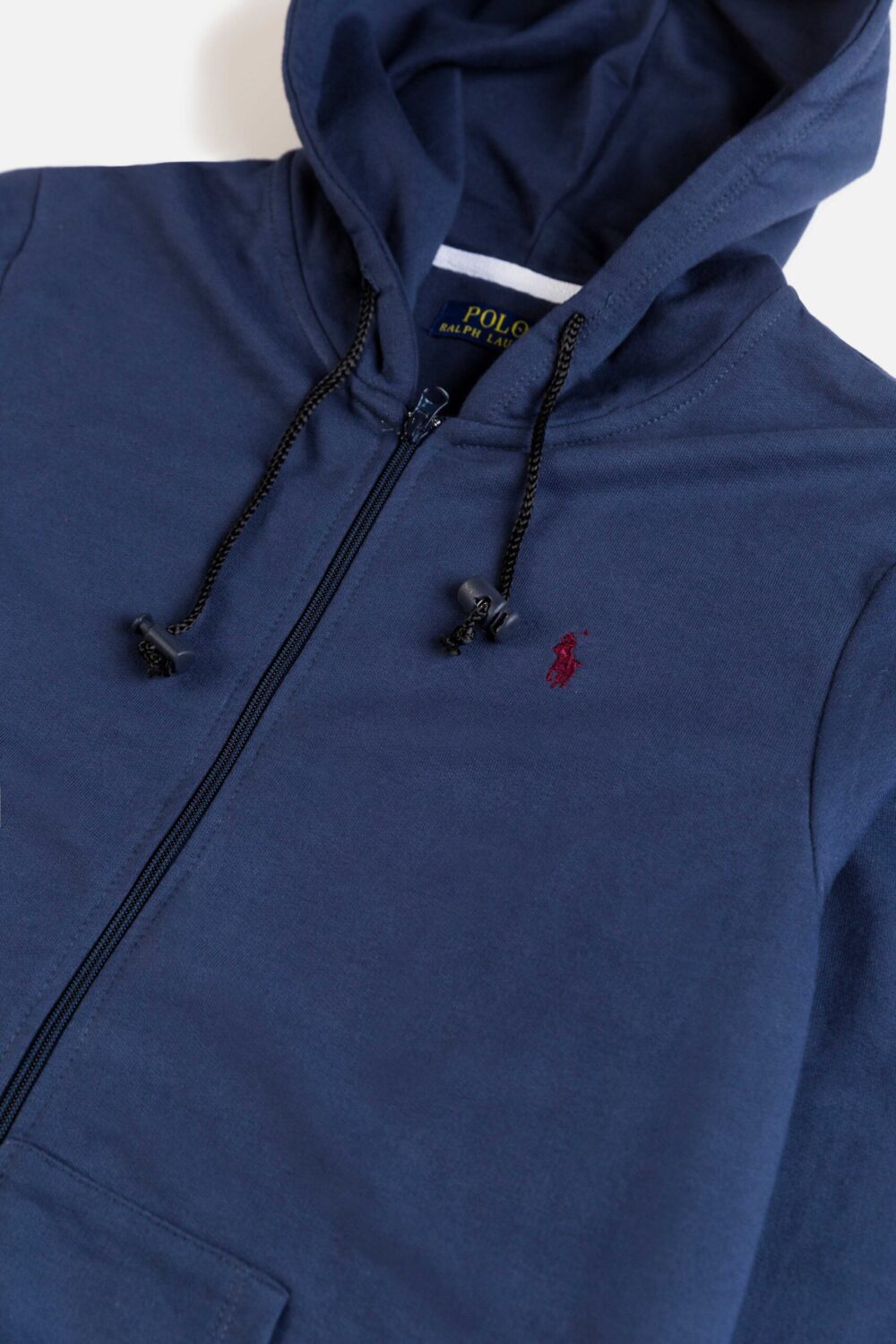 RL Premium Fleece Basic Hoodie – Navy Blue With Red Pony