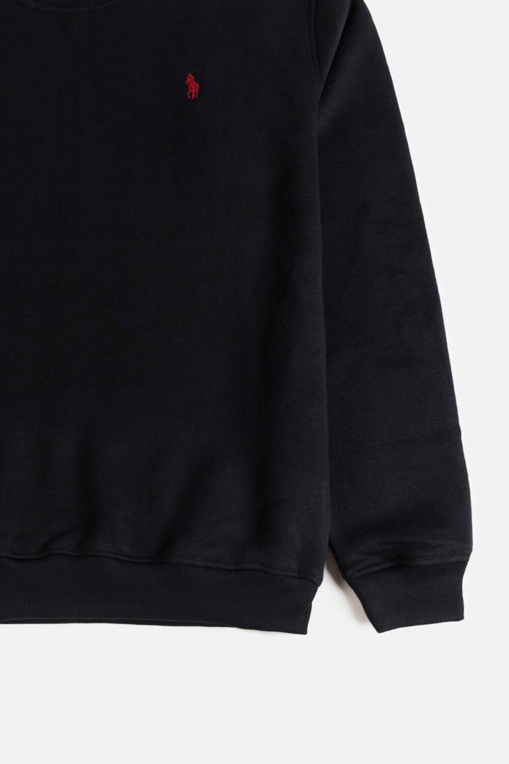 RL Premium Cotton Fleece Sweatshirt – Black With Red Pony
