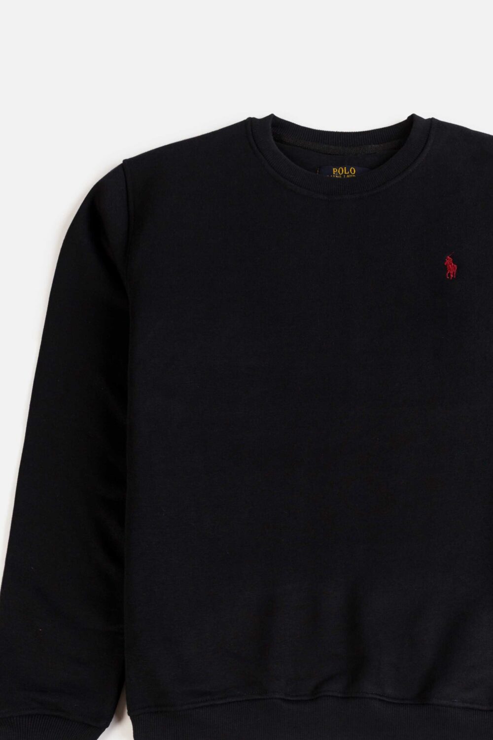 RL Premium Cotton Fleece Sweatshirt – Black With Red Pony