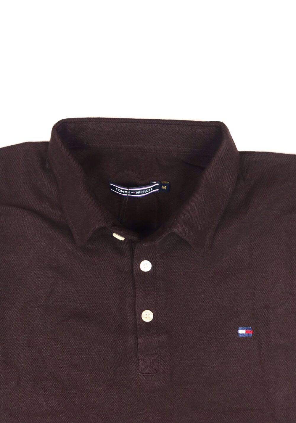 Tommy Self Collar Pique Polo Shirt – Brown