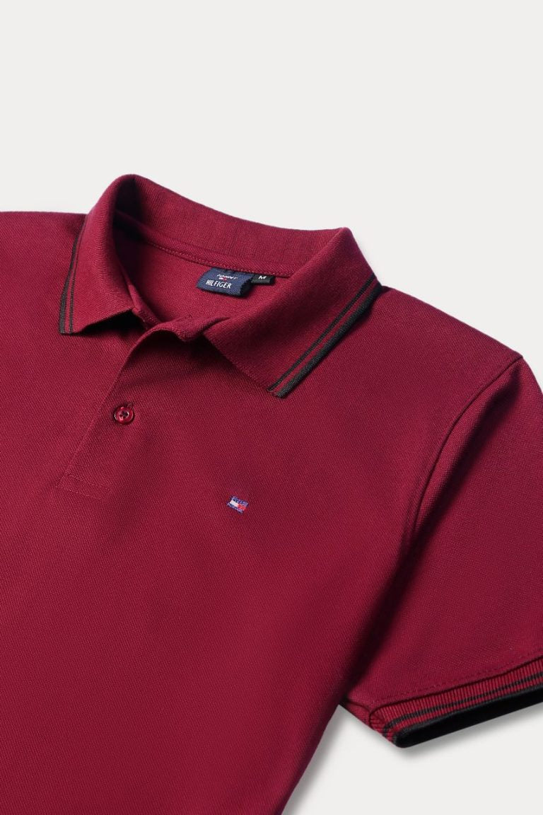 Tommy Tipping Pique Polo Shirt – Maroon