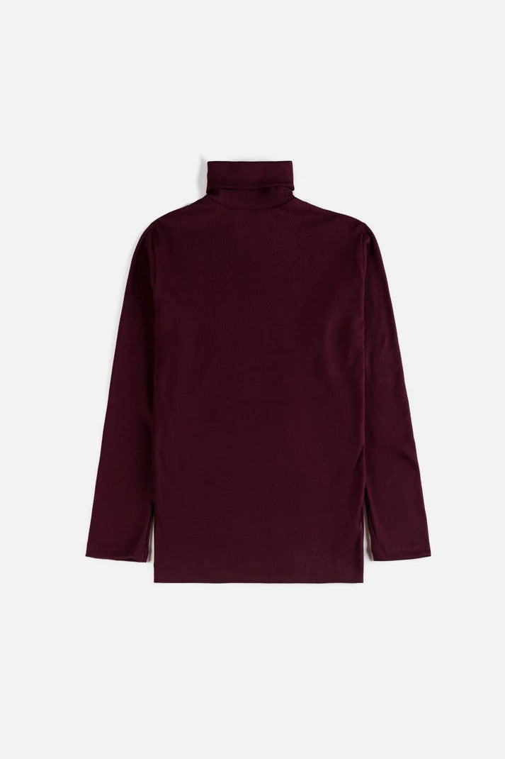 Tommy Rib Cotton Turtle Neck Sweat – Maroon
