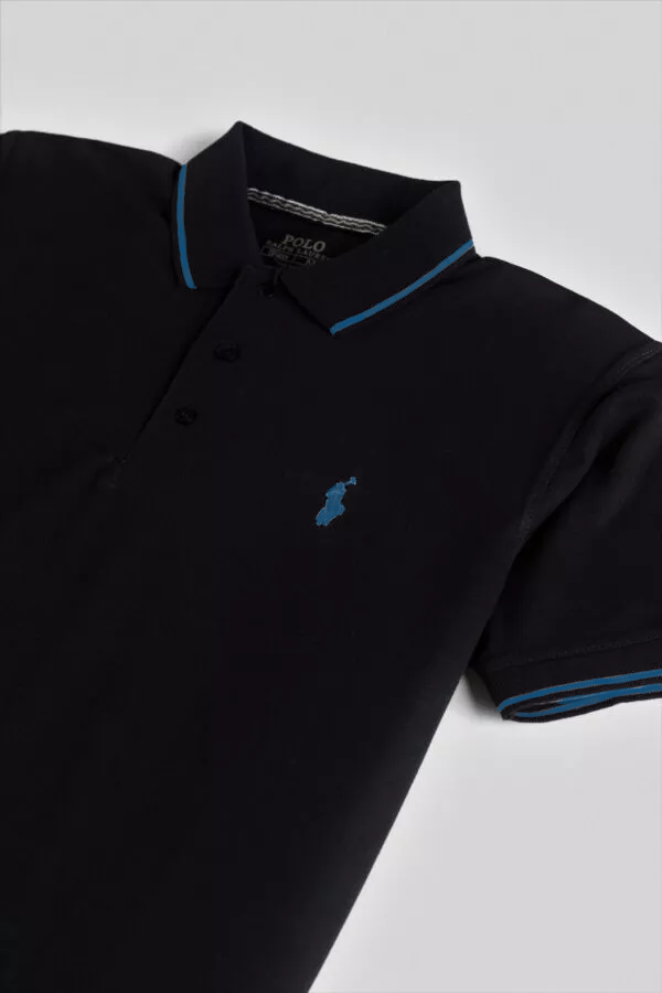 RL Cotton Tipping Polo Shirt – Black