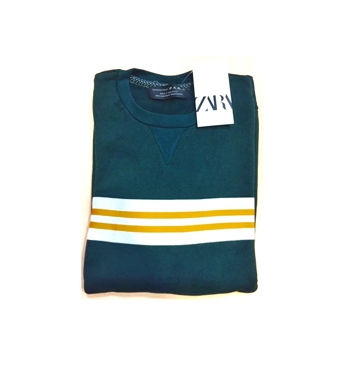 ZR Premium Cotton Terry Sweatshirt – Green With Yellow & White Stripes