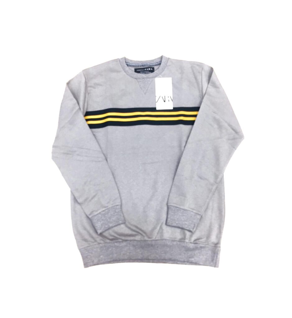 ZR Premium Cotton Terry Sweatshirt – White With Black & Yellow Stripes