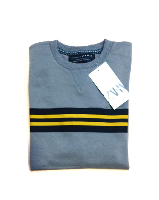 ZR Premium Cotton Terry Sweatshirt – White With Black & Yellow Stripes