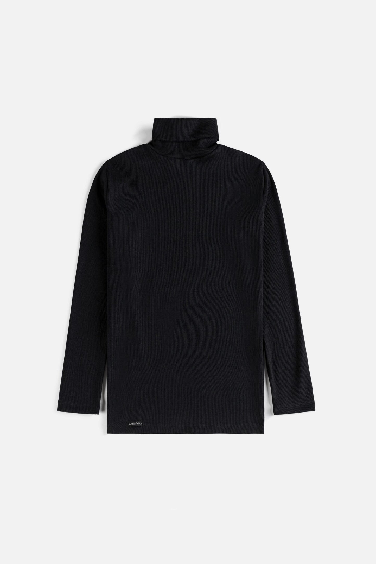 ZR Rib Cotton Turtle Neck Sweat – Black