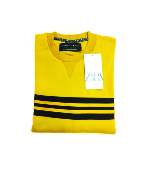 ZR Premium Cotton Terry Sweatshirt – Yellow With Black Stripes