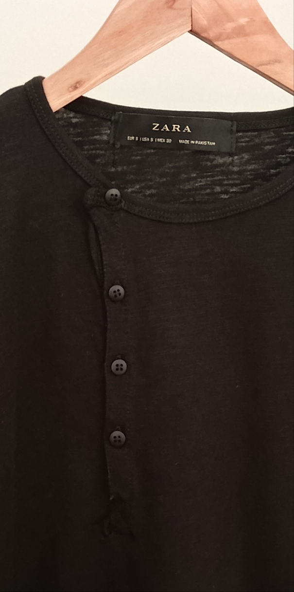 ZR Cotton Henly T Shirt- Black