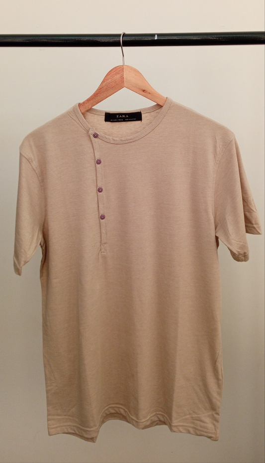 ZR Cotton Henly T Shirt- Ivory