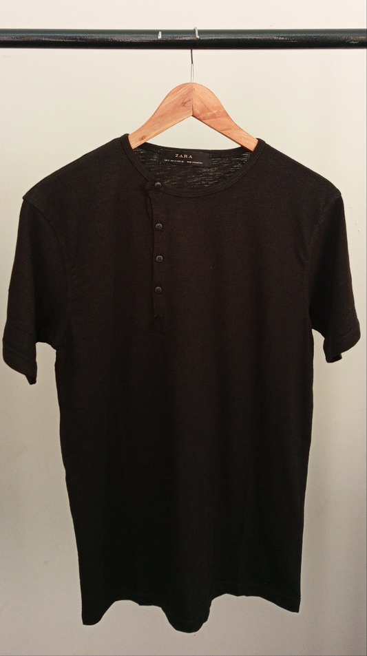 ZR Cotton Henly T Shirt- Black