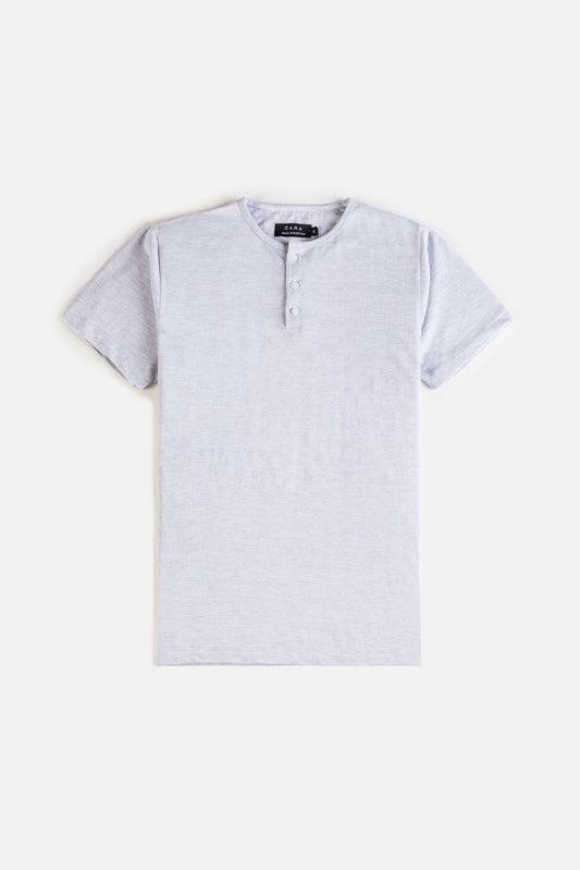 ZR Henley Cotton T Shirt – Fog White