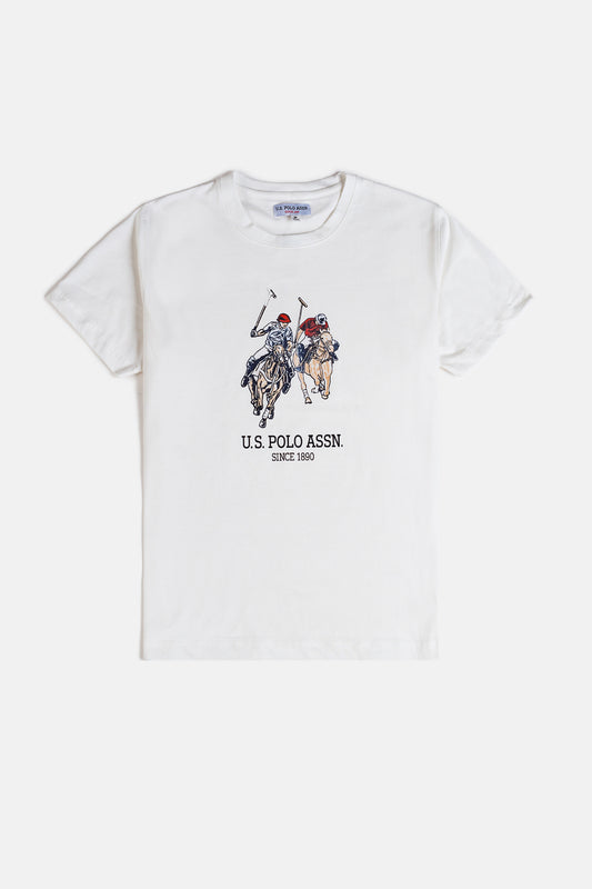USPA Imported Print T Shirt – White