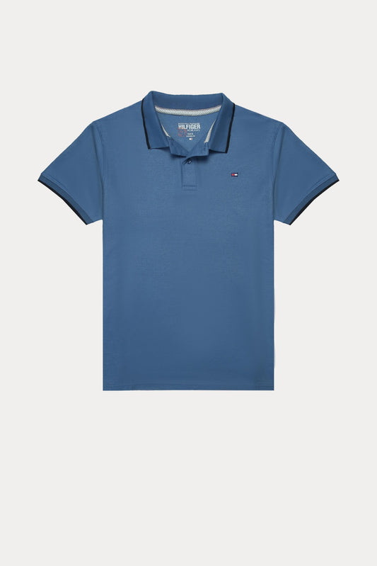 Tommy Tipped Pique Polo Shirt – Sapphire