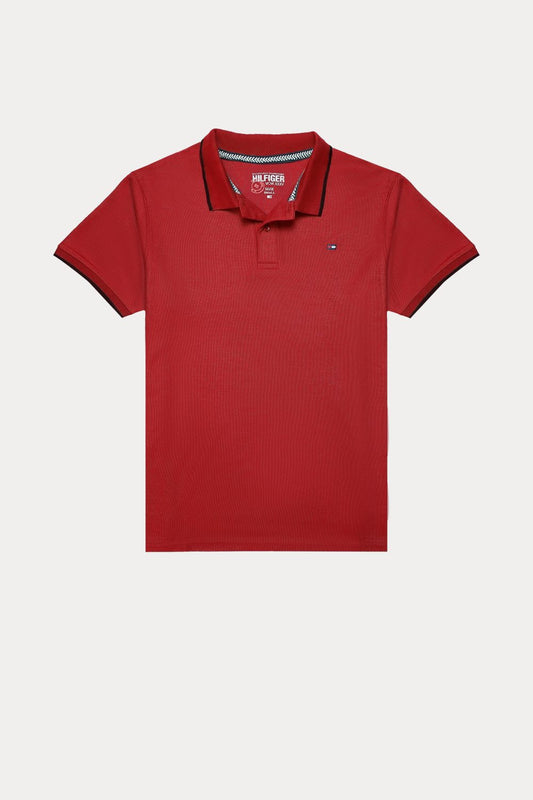 TM Tipped Cotton Polo Shirt – Red