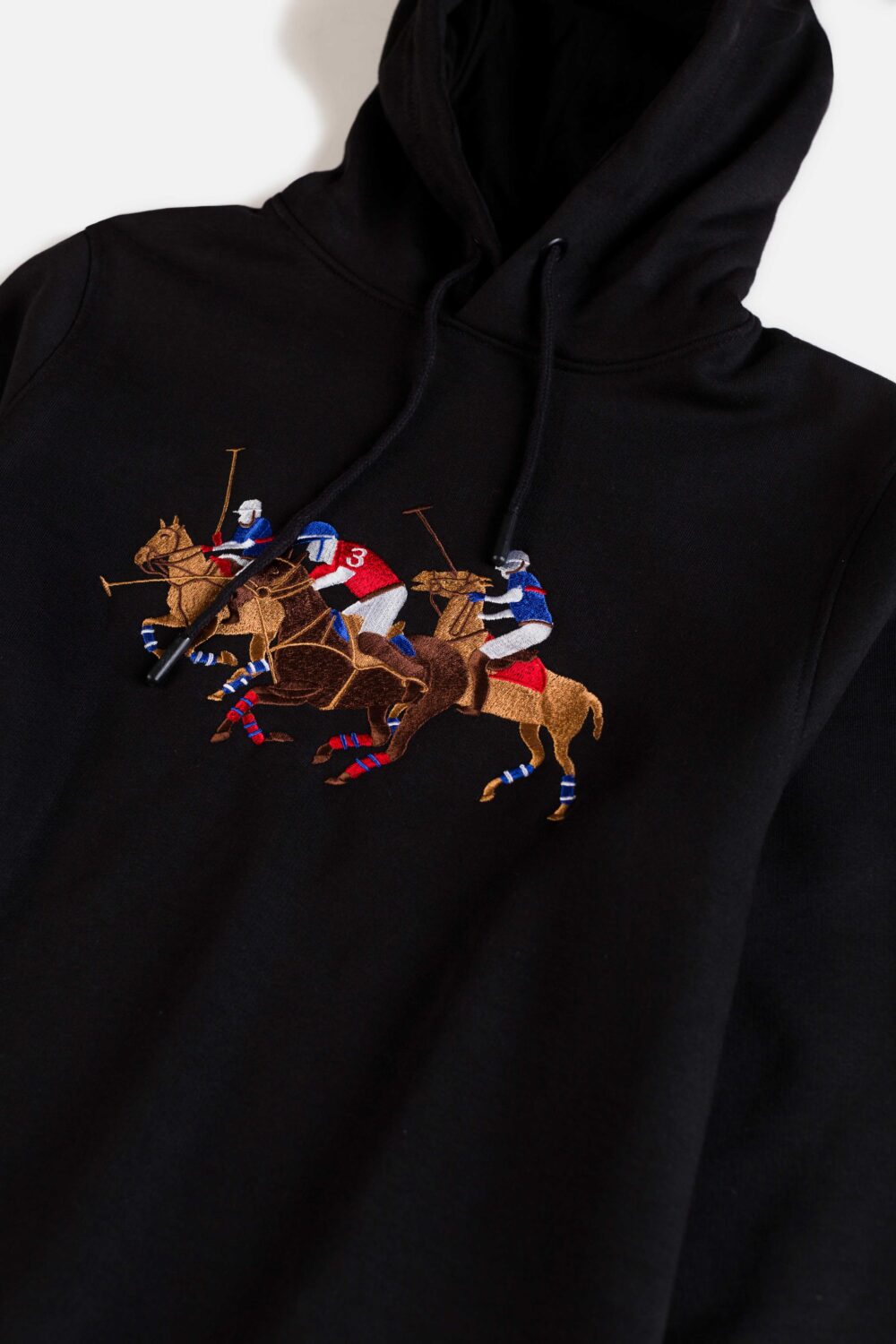 RL Premium Imported Fleece Tripple Pony Hoodie – Black