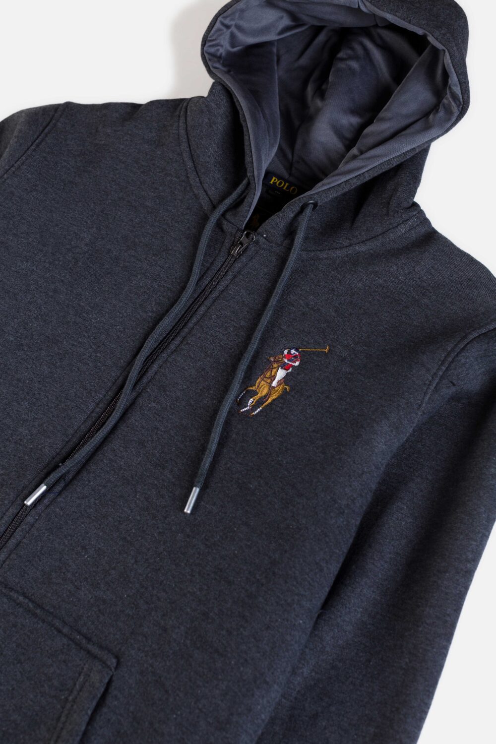 RL Premium Fleece Multi Pony Zipper Hoodie – Charcoal