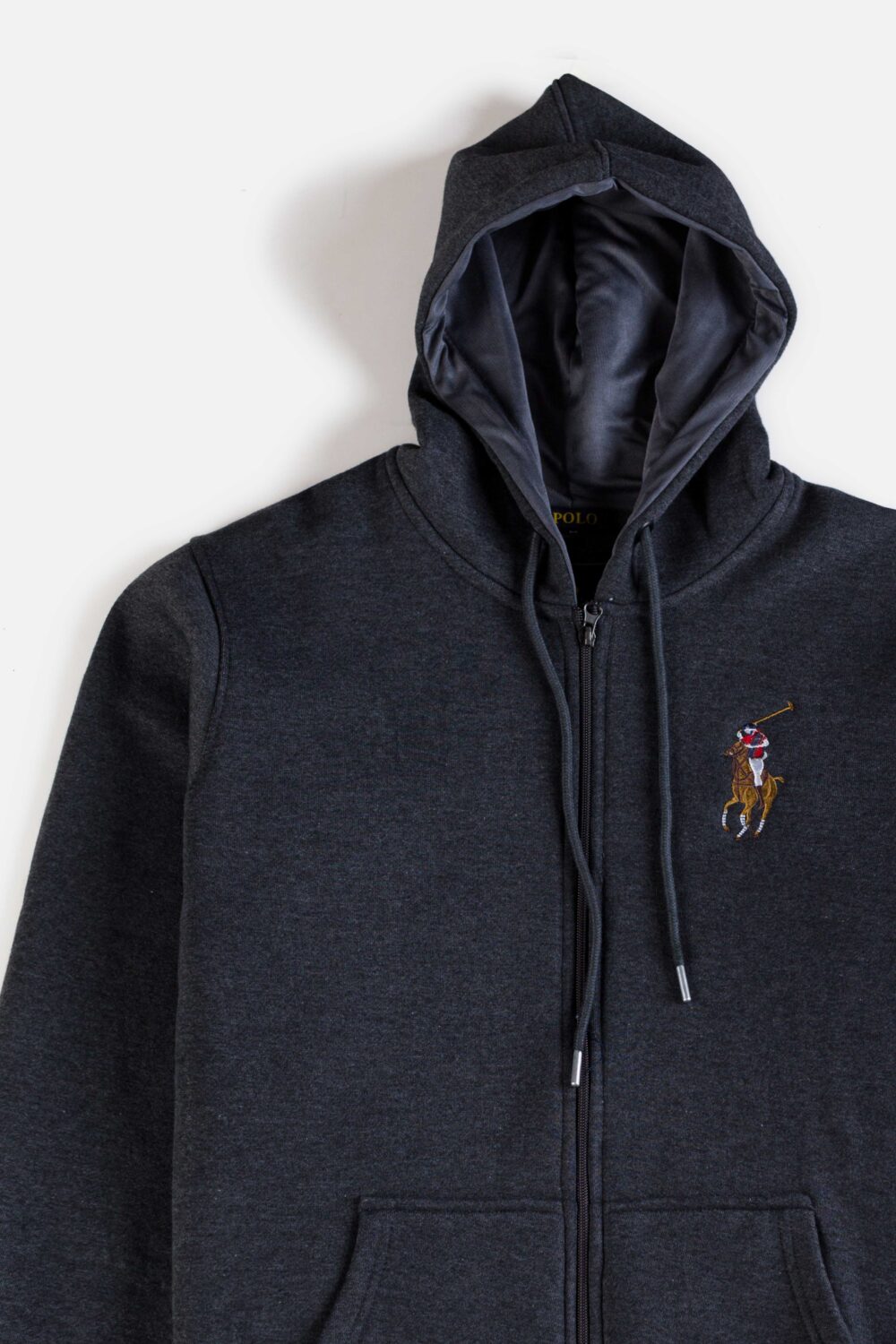 RL Premium Fleece Multi Pony Zipper Hoodie – Charcoal