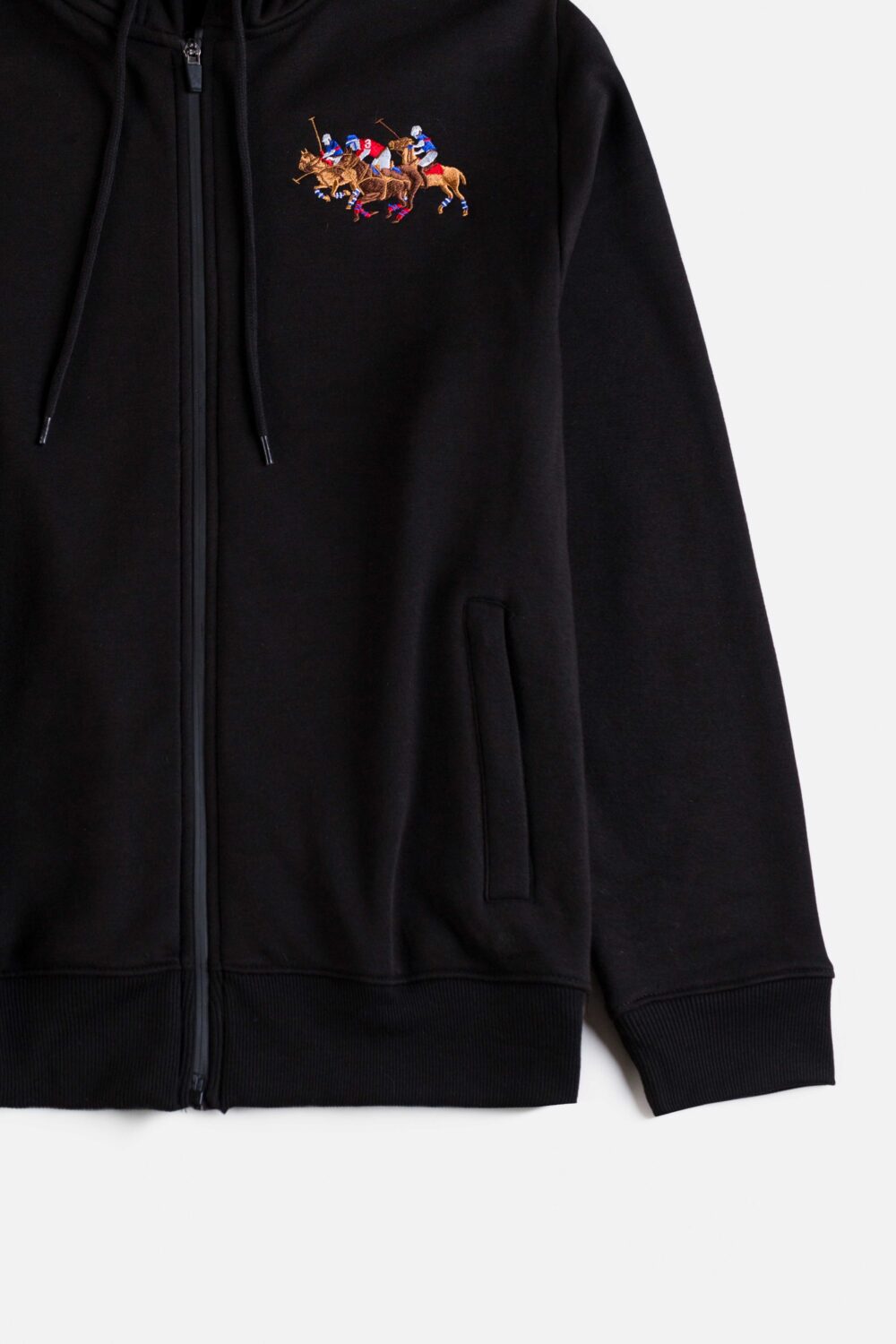 RL Imported Fleece Triple Pony Hoodie  –  Black