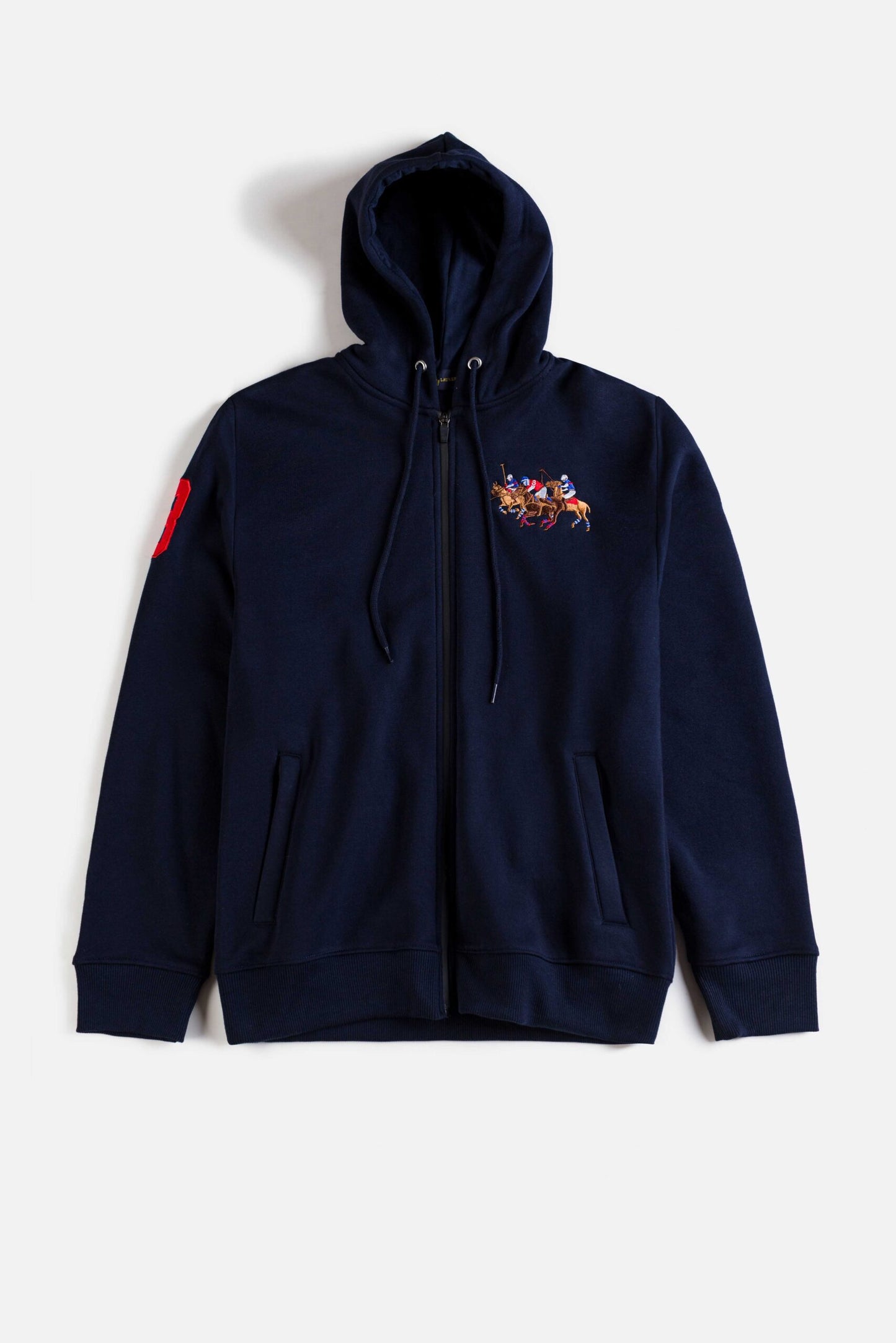 RL Imported Fleece Triple Pony Hoodie  –  Navy Blue