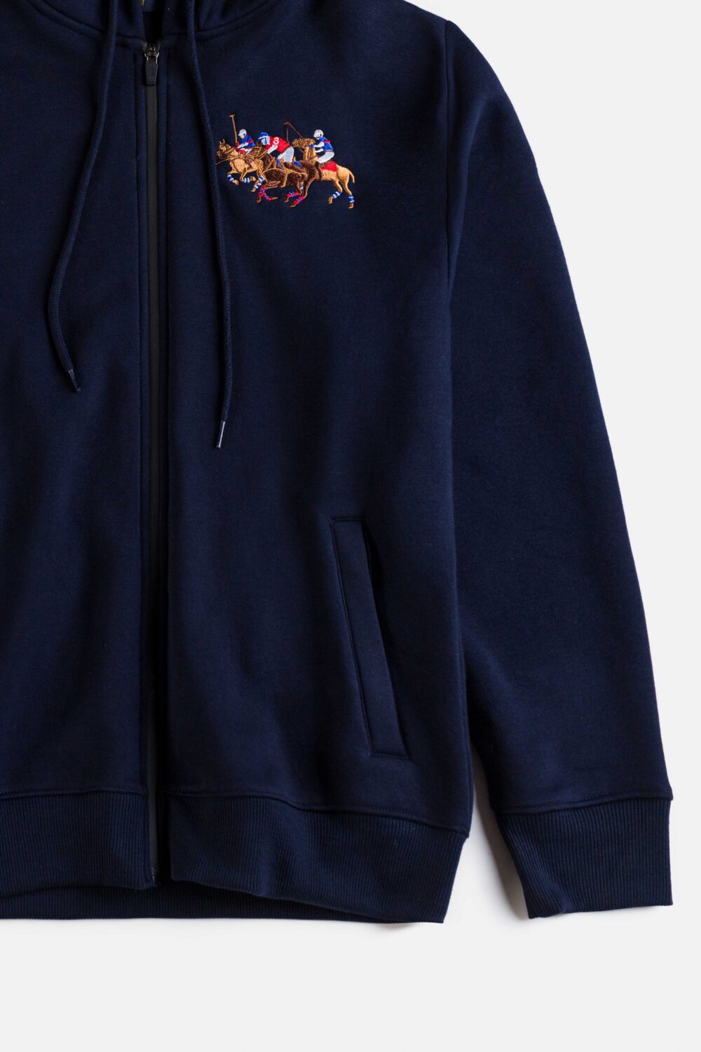 RL Imported Fleece Triple Pony Hoodie  –  Navy Blue