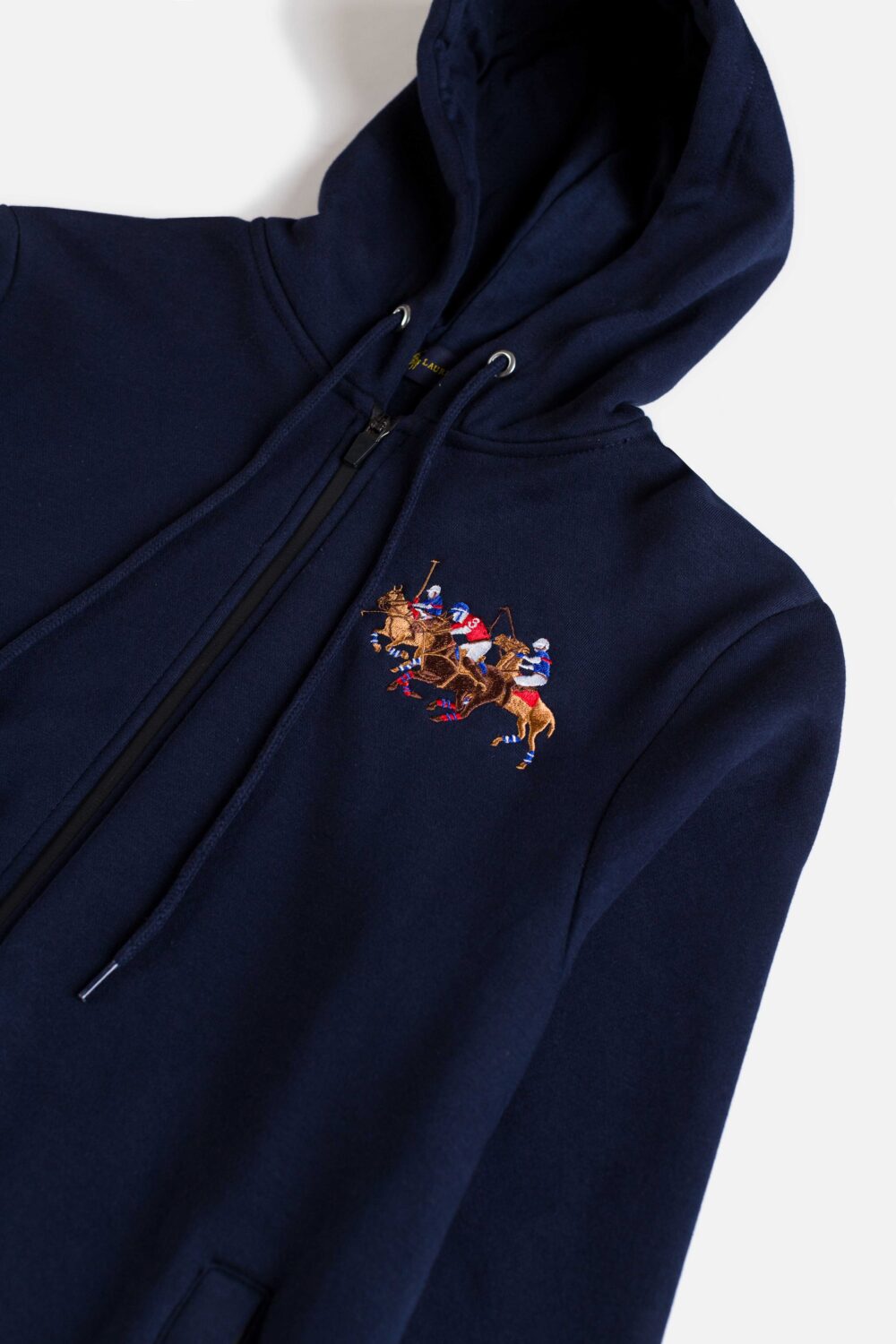 RL Imported Fleece Triple Pony Hoodie  –  Navy Blue