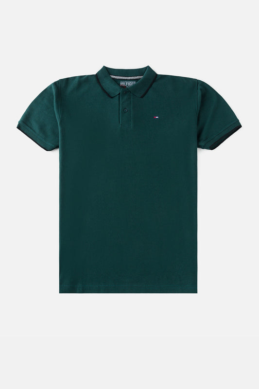 TM Tipped Cotton Polo shirt – Forest Green
