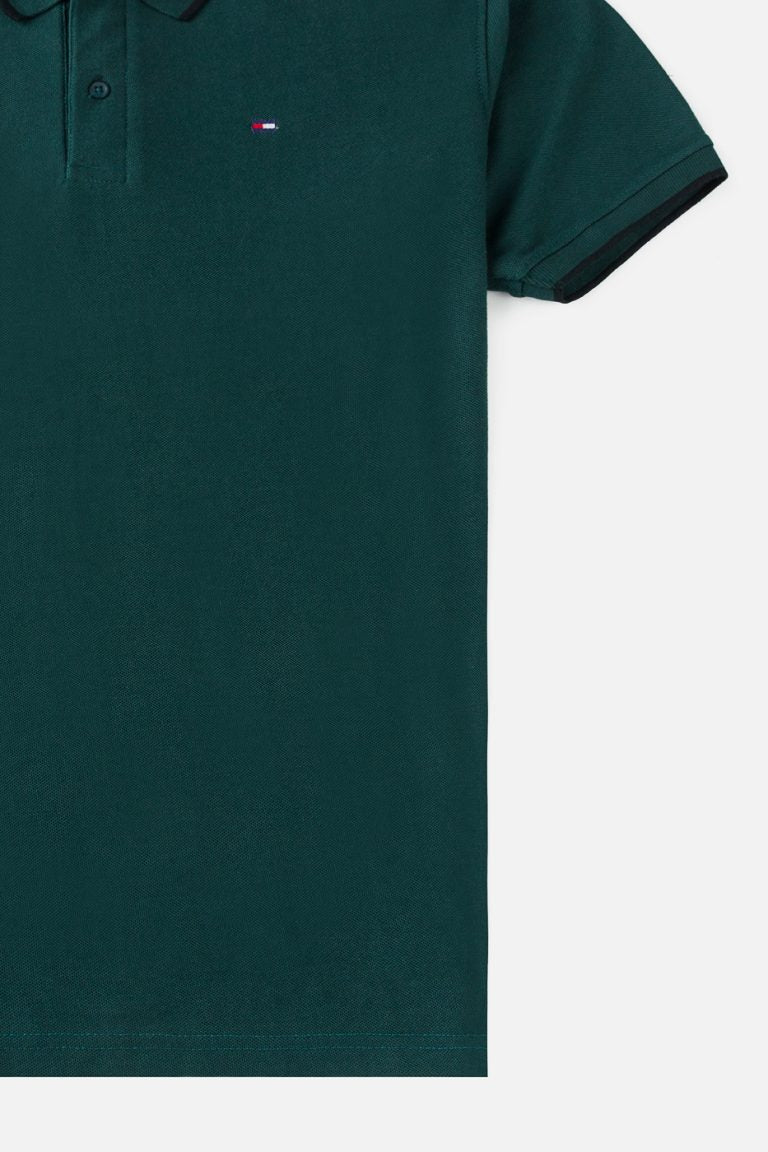 TM Tipped Cotton Polo shirt – Forest Green