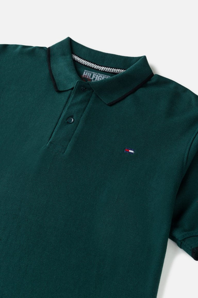 TM Tipped Cotton Polo shirt – Forest Green