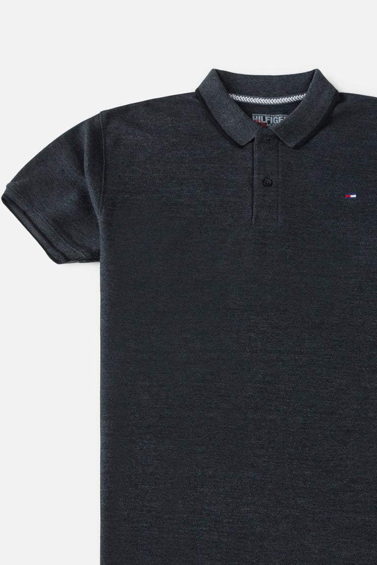 Tommy Tipped Pique Polo shirt – Charcoal