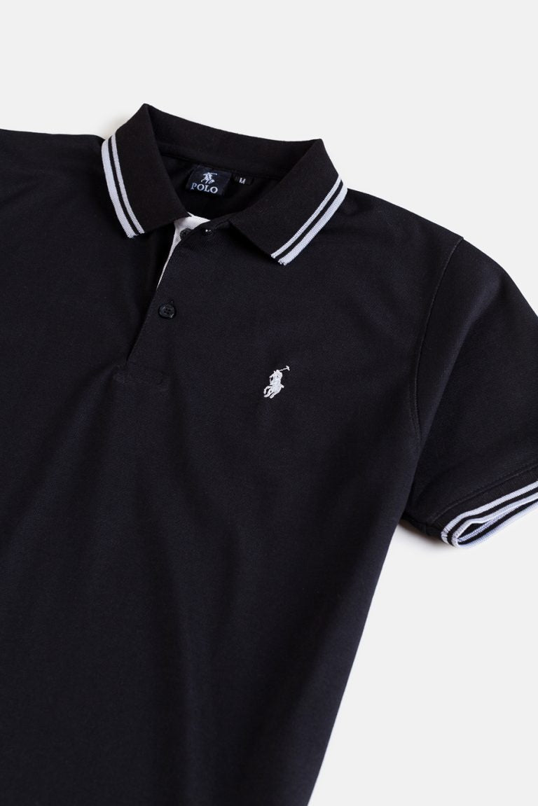 RL Imported Tipping Pique Polo Shirt – Black