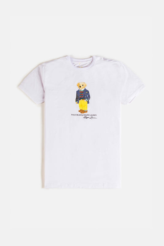 RL Imported Bear Print T Shirt – White