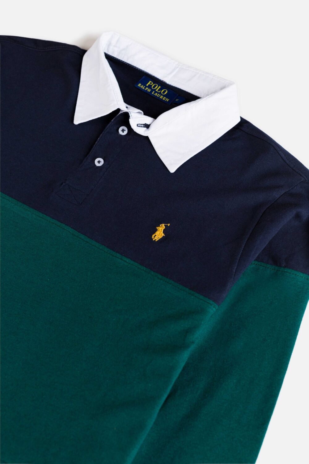 RL Premium Cotton Full Rugby Polo – Tri-Color Panelled