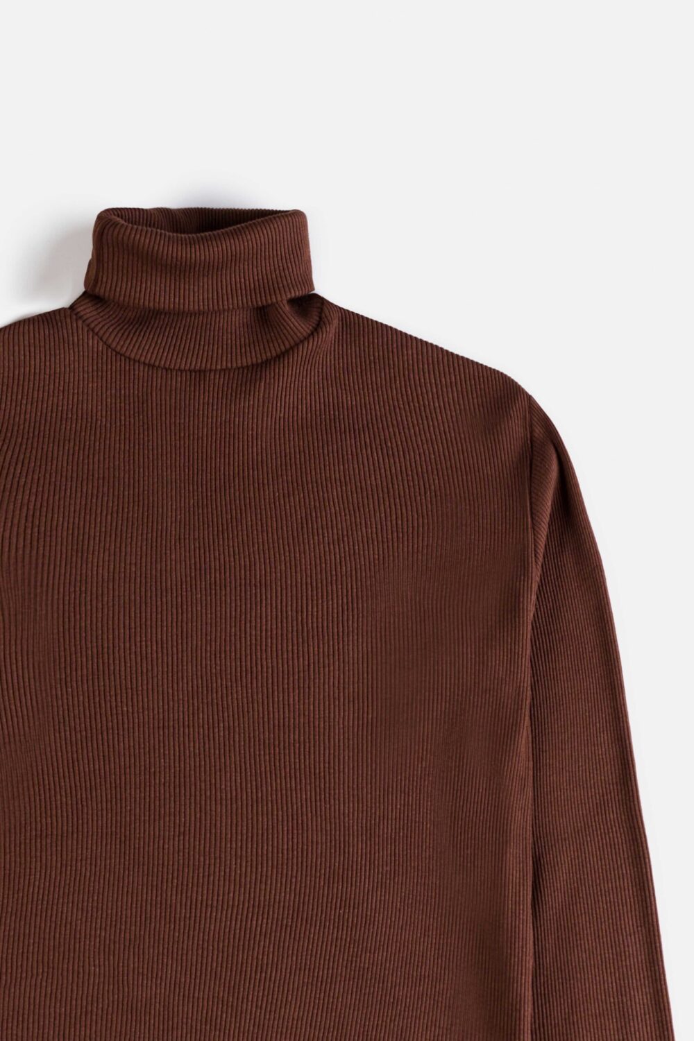 ZR Rib Cotton Turtle Neck Sweat – Chocolate Brown