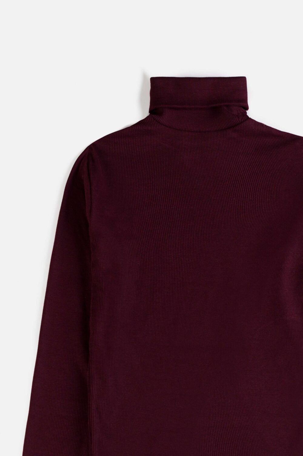 ZR Rib Cotton Turtle Neck Sweat – Maroon