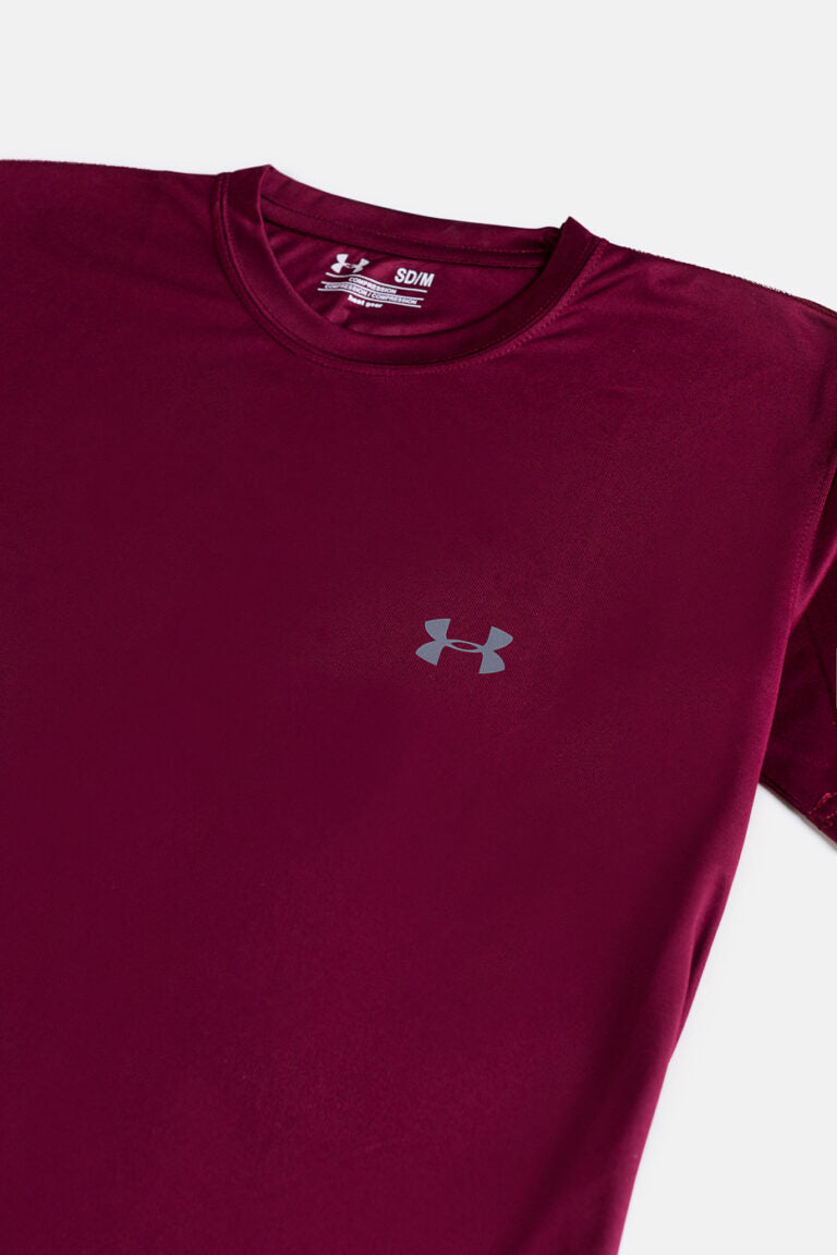 UA Imported Dri-FiT Plain T Shirt – Maroon