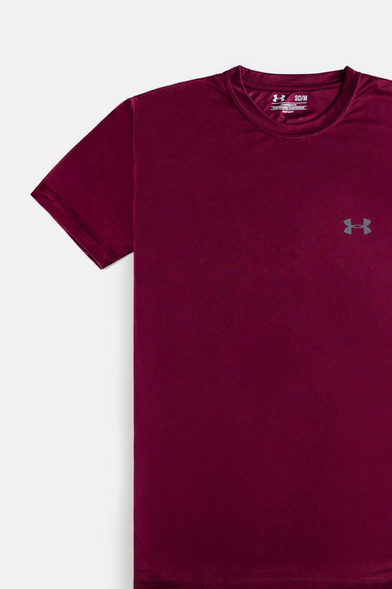 UA Imported Dri-FiT Plain T Shirt – Maroon