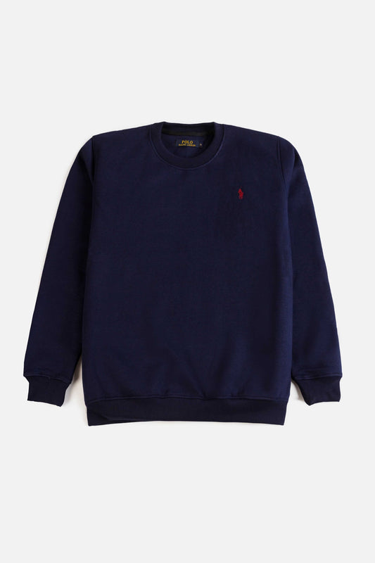 RL Premium Cotton Fleece Sweatshirt – Navy Blue With Red Pony