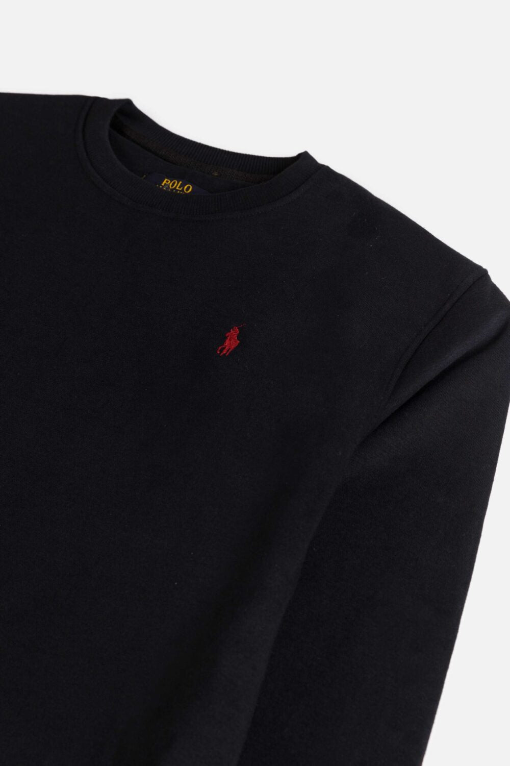 RL Premium Cotton Fleece Sweatshirt – Black With Red Pony