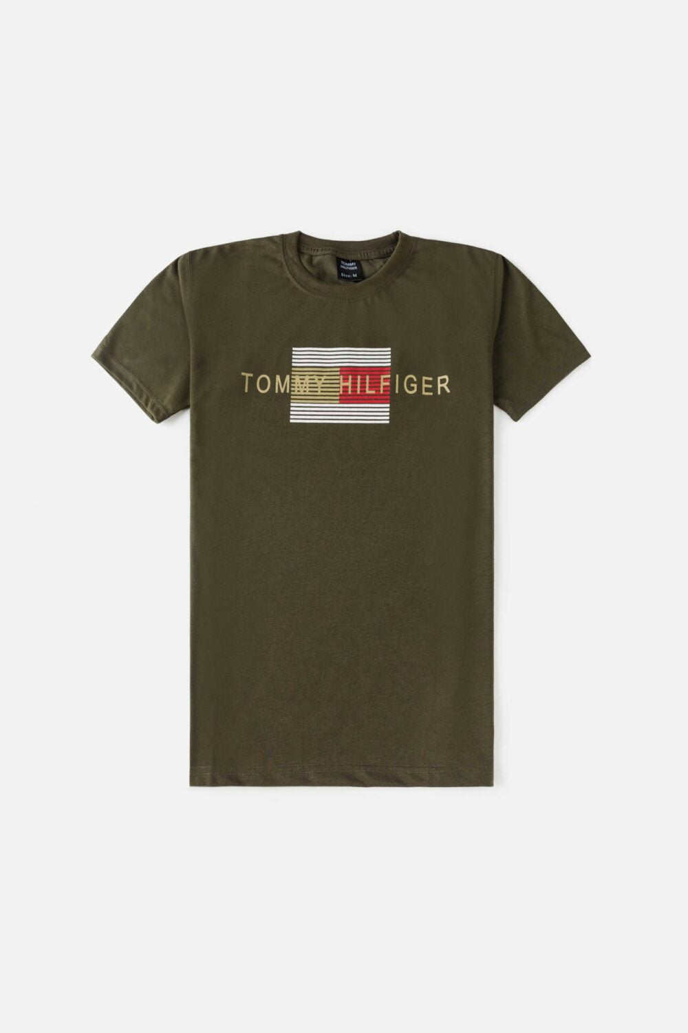 Tommy Print Cotton T Shirt – Army Green