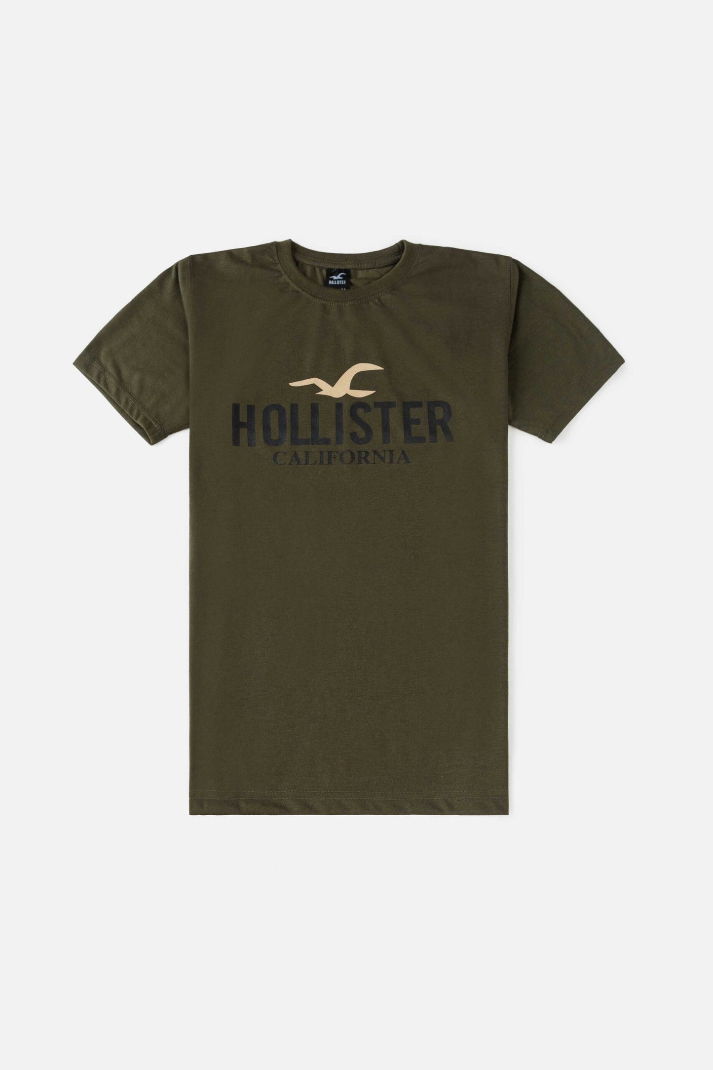 Holister Cotton Print T Shirt – Army Green