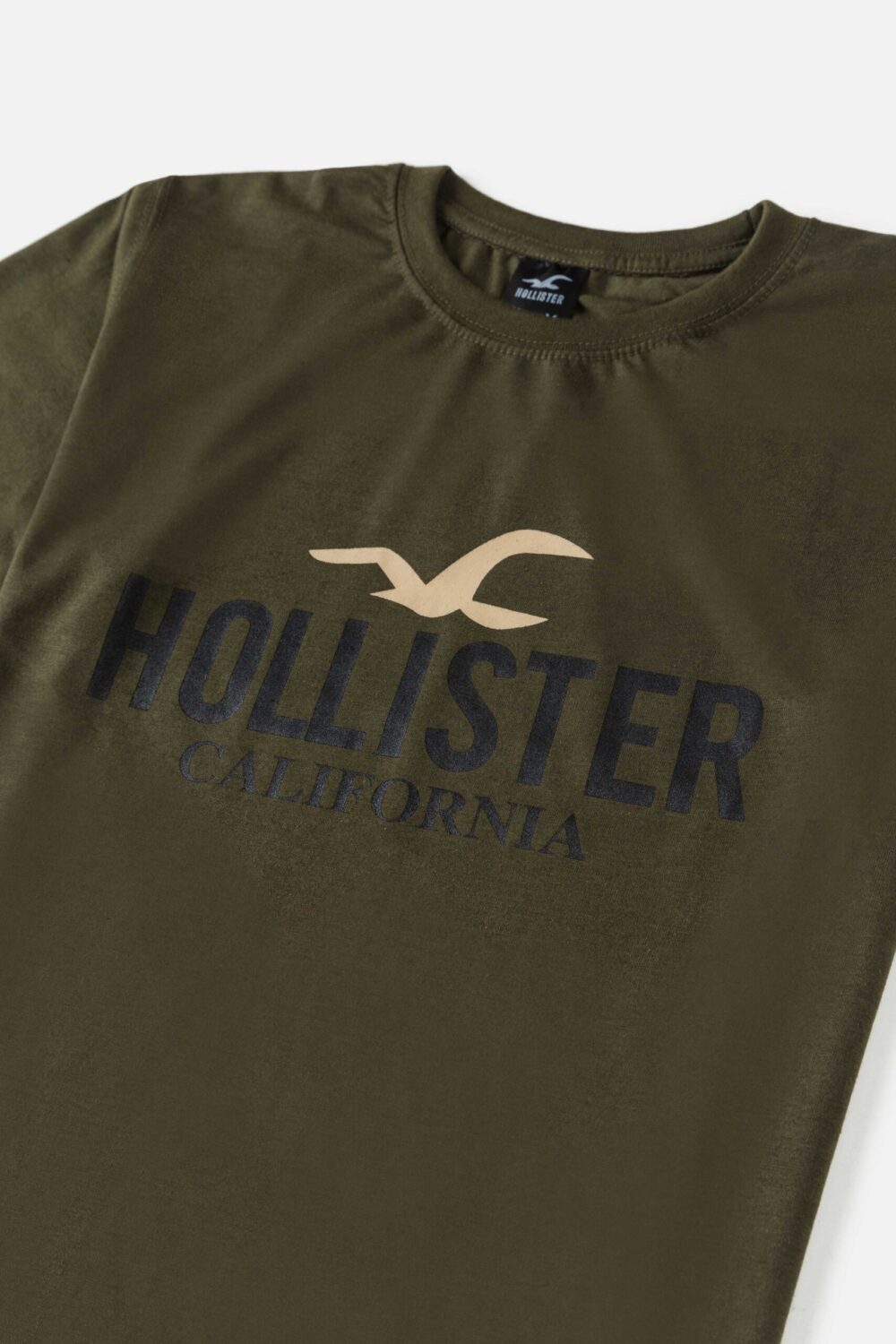 Holister Cotton Print T Shirt – Army Green