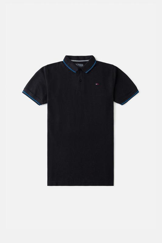 Tommy Tipped Cotton Polo shirt – Black