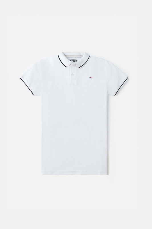 TM Tipped Cotton Polo shirt -White